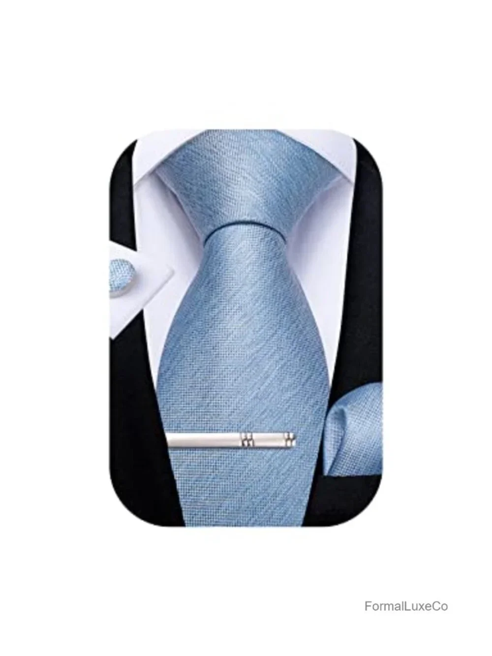 Men's Silk Tie Set with Pocket Square Cufflinks and Tie Clip Formal Wedding